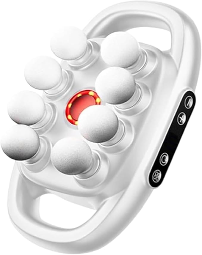 16-Drive 8-Head Massage Gun Set,Massage Gun with 16 Attachments & Red Light Therapy - Quiet 8-Speed Muscle Massager for Back,Legs,Full Body Pain Relief,Recovery and Relaxation (White-8)