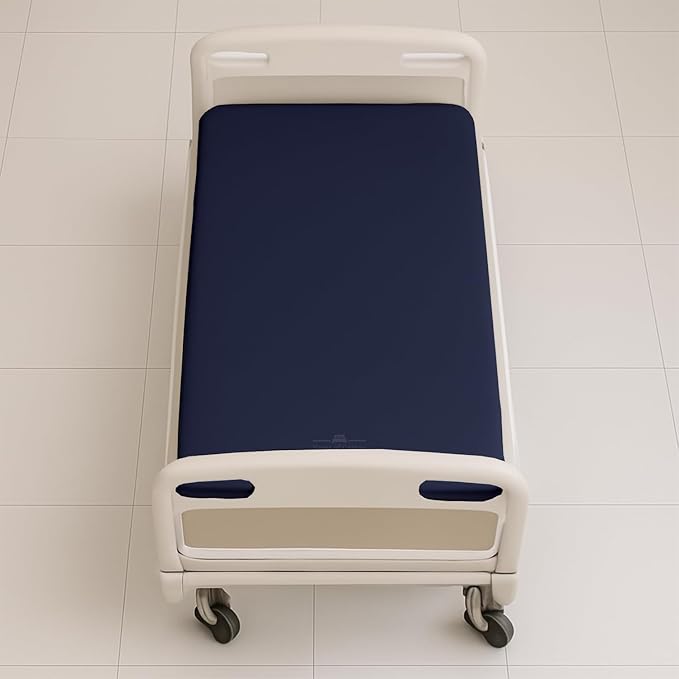 6 Pack Fitted Hospital Bed Sheets - Soft Microfiber Hospital Fitted Sheet - Hospital Bed Fitted Sheets (Navy Blue, 36" x 84" x 12")