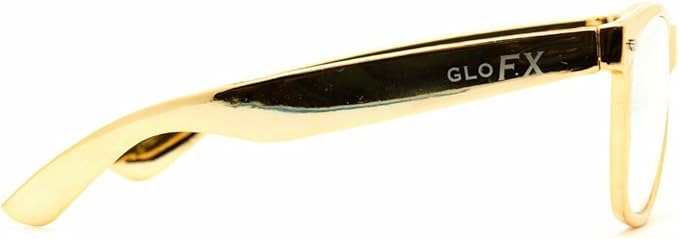 GloFX Ultimate Diffraction Glasses - Gold - 3D Prism Rainbow Effect - Great Edm, Festival, Concert, Fireworks, Christmas Lights, and Rave Accessory - Gold Frames