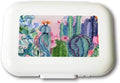 Small Weekly Pill Case - Bright Watercolor Cactus Travel Pill Organizer Box for Travel Safe Plastic Material 7 Small and 1 Large-Compartment