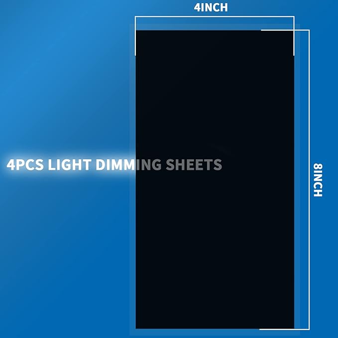 Birllaid Light Dimming Stickers,4Pcs Light Blocking Stickers LED Cover Filters, 8 X 4 Inch Light Dimming Sheets for Electronics,Alarm Clock, Radio, Cable Box, Monitor, LED Number Readable
