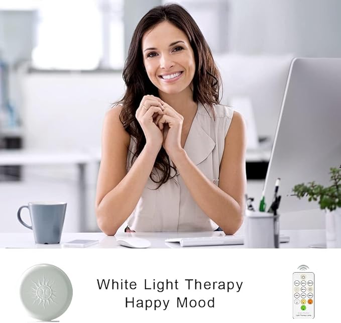 McDen Light Therapy Lamp, UV Free 10000 lux, Desktop Desk Lamp with Green Light and Three Types of White Light, 20 Adjustable Brightness Levels, and 4 Timer Functions
