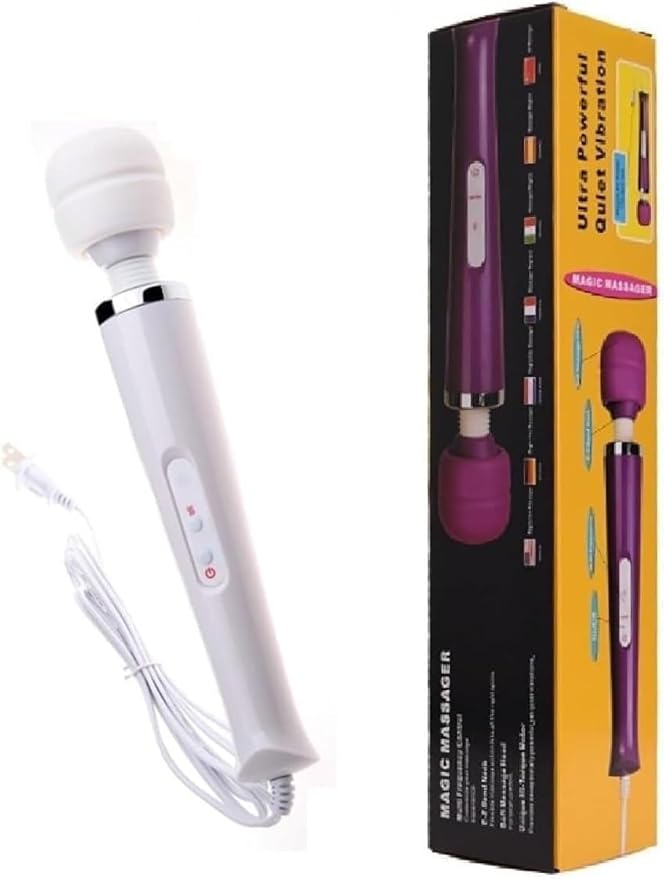 Massager Big Tool Deep Tissue Full Body Massager for Muscle Relief Back Neck Hand Foot Leg Arm Massage Powerful Handheld Tool for Women Muti Speeds (White Big and Pink Massage Tool)