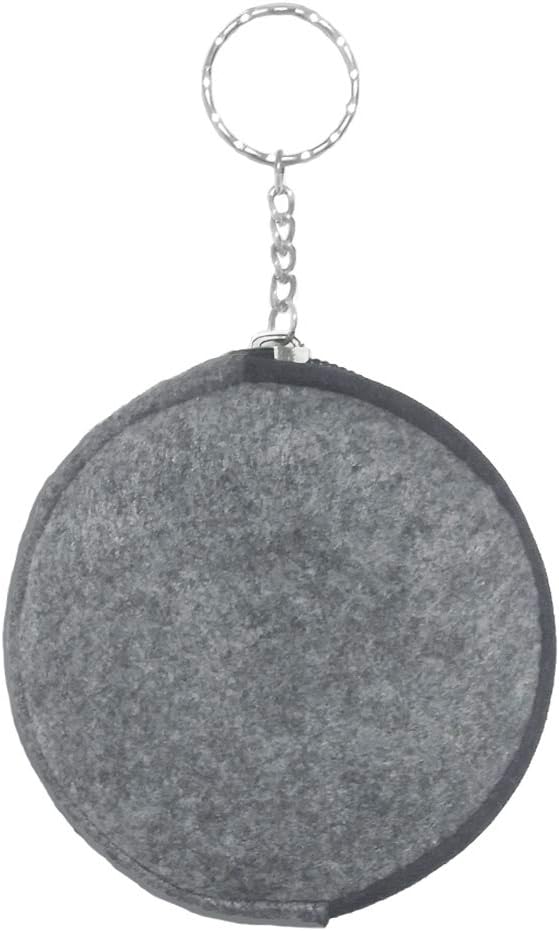 Pill Box Protective Bag Felt Coin Purse Zipper Round Pill Case Bag Men and Women (Light grey +Dark grey)