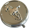 Medicine Pill Organizer Travel Pill Case - Small Pill Box for Purse, Mini Pocket Pill Case for Men, Cute Daily Pill Organizer Weekly Vitamin Pill Holder Round Metal Pill Box (Horse)