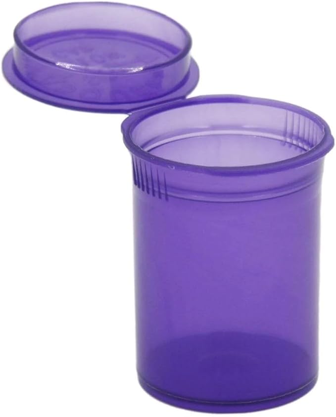 Multi-Use Airtight Empty Pill Bottles with Hinged Lids, 30 Dram Plastic Bottle Organizer for Supplements, Vitamins & Medicines, 12 Pack (Violet Translucent)