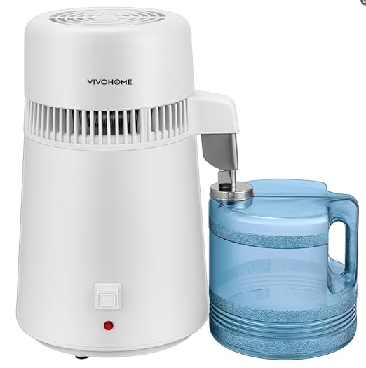 VIVOHOME Water Distiller Countertop 1.06 Gallon/4L 750W Distilled Water Machine with Smart Switch Purifier Filter for Home Office, White