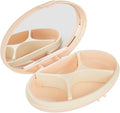 EQUADOSE Oval Compact Pill Case, Portable Organizer with Mirror, Travel Medication Holder with Removable Divider, Small Storage Case for Pills, Vitamins, Earbuds, Jewelry & Daily Essentials, Peach