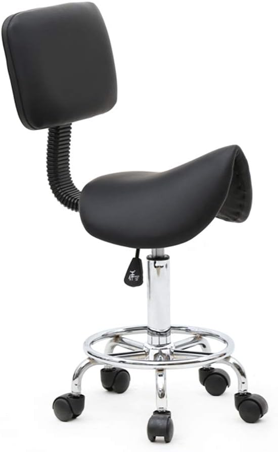 Swivel Salon Stool Chair with Back Support Adjustable Hydraulic Rolling Stool with Backrest for Beauty Barber Tattoo Massage (Style 4 -Black)