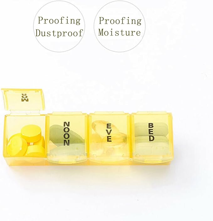 Weekly Pill Organizer 7 Day 4 Times a Day, Medicine Box Round Storage Holder with Lid Supplements Fish Oil Calcium Vitamin Container Portable Travel Pill Case