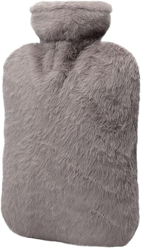 BICAREE Hot Water Bottle with Cover, 2L PVC Hot Water Bag for Neck, Shoulder Pain and Hand Feet Warmer, Menstrual Cramps, Hot Compress and Cold Therapy(Grey)