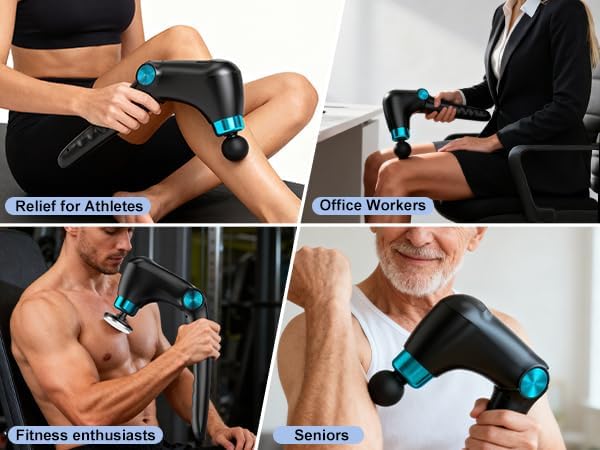 Deep Tissue Back Massagers with Heat & Cold Therapy, Folding Percussion Massage Gun for Women Men, 9 Speed Cordless Back Pain Relief Muscle Massager for Home Gym Office, 10 Heads