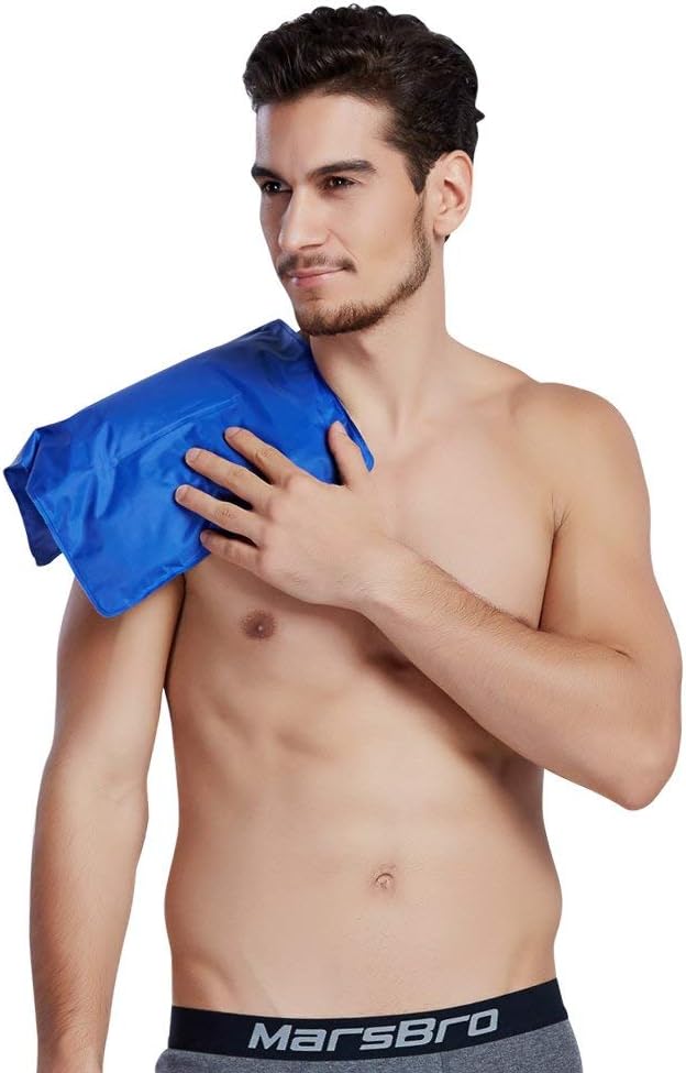 Koo-Care Large Flexible Gel Ice Pack & Neoprene Wrap with Elastic Straps for Hot Cold Therapy - Pain Relief for Shoulder Rotator Cuff Back Hip Entire Knee - 11" x 14"