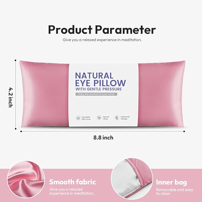 Eye Pillow for Yoga, Relaxation, Sleeping, Microwavable Weighted Eye Mask Heated for Meditation, Dry Eyes, Moist Heat Hot & Cold Eye Compress with Flaxseeds Therapy (Pink)