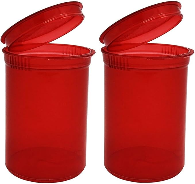 Multi-Use Airtight Empty Pill Bottles with Hinged Lids, 30 Dram Plastic Bottle Organizer for Supplements, Vitamins & Medicines, 12 Pack (Red Translucent)