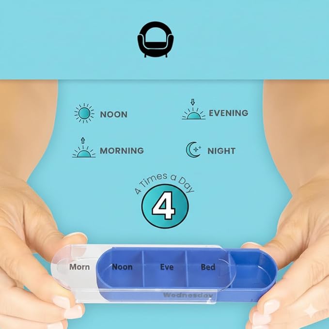 OPTRANEST Weekly Pill Organizer 7 Day, 4 Times a Day AM PM Pill Box, Stackable Medicine Organizer with Removable Compartments