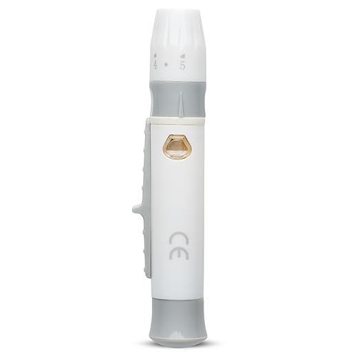 One Step Lancing Device Pen, 5 Depth Settings, Less Pain Design, Blood Sampling Pen, Accurate Blood Sample, Use with Twist Top Lancets, Blood Sugar Level Monitoring Glucose Testing, Lancing Tool