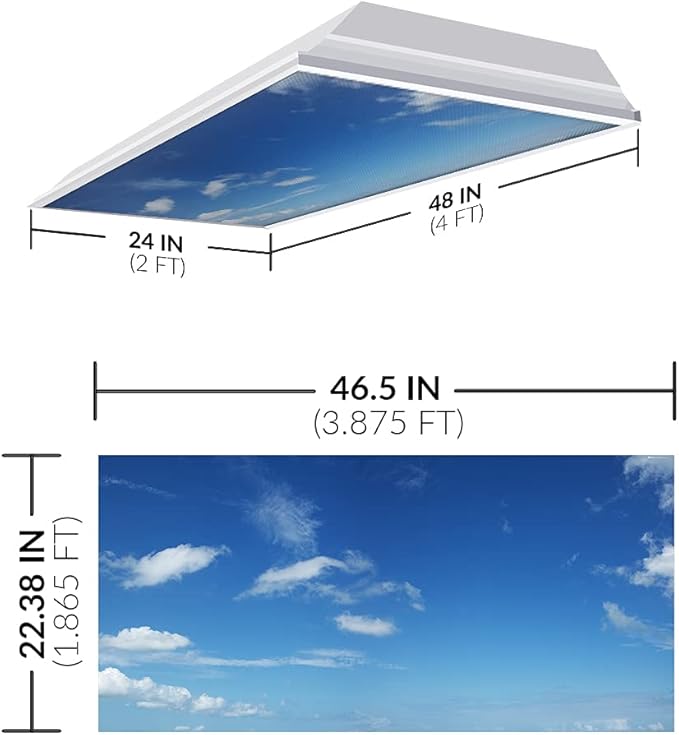 OCTO LIGHTS Fluorescent Light Covers Cloud Sky Panel for Ceiling Lights, Light Covers for Ceiling Lights Classroom 2x4 (22.38"x46.5") Backlit Film Insert for Fluorescent Light Fixtures (Pack of 1)