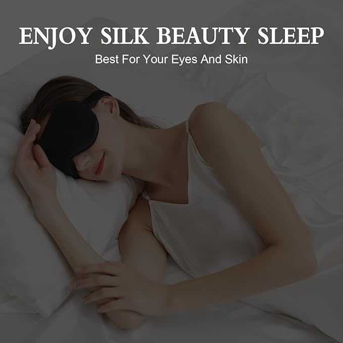 ZIMASILK Adjustable 22 Momme 100% Pure Mulberry Silk Sleep Mask, 3D Contoured Cup Eye Mask for Sleeping, Super Soft Breathable Blindfold, Perfect Blocks Light for Sleeping (Burgundy)
