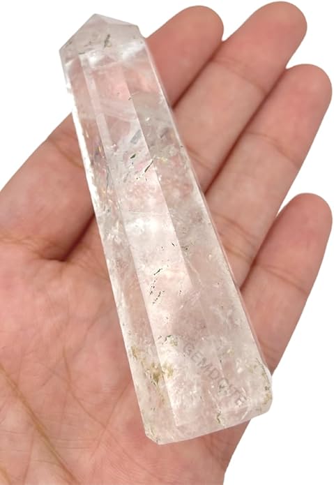 WholesaleGemShop 3 Inch Gemstones Obelisk Tower Jumbo Facet Aura Rock Crystal Natural Polished Earth Wand Spirit