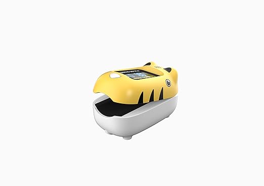 Child Pulse Oximeter Blood Oxygen Saturation Monitor, Neck/wrist Cord, Batteries included, Yellow