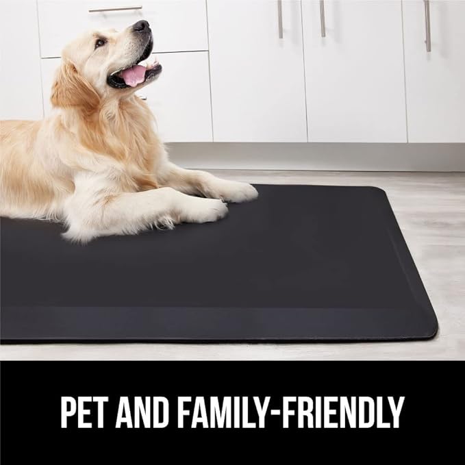 GORILLA GRIP Comfortable Cushioned Kitchen Mats for Floor, Waterproof and Stain Resistant Soft Top, 3/4 Inch Thick Ergonomic Standing Desk Anti Fatigue Mat, Foam Supports Ankles and Feet, 17x24, Black