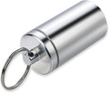 Portable Pill Holder Keychain,Aluminium Alloy Waterproof Pill Boxes Container for Purse Pocket,Small Daily Pill Case for Outdoor Travel Camping-Silver