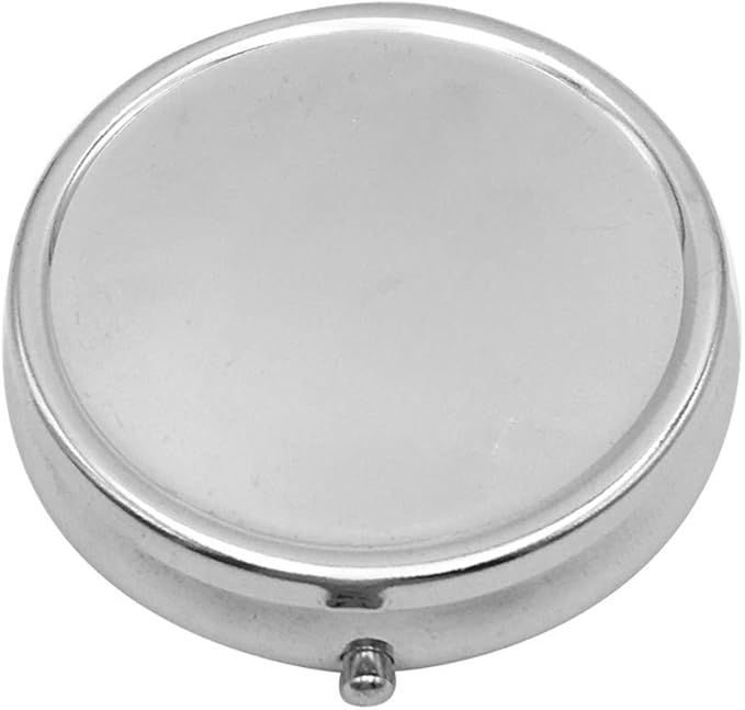 Round Medicine Box Portable Mini Metal Pill Case 2 inches Travel Little Pill Dispenser for Purse