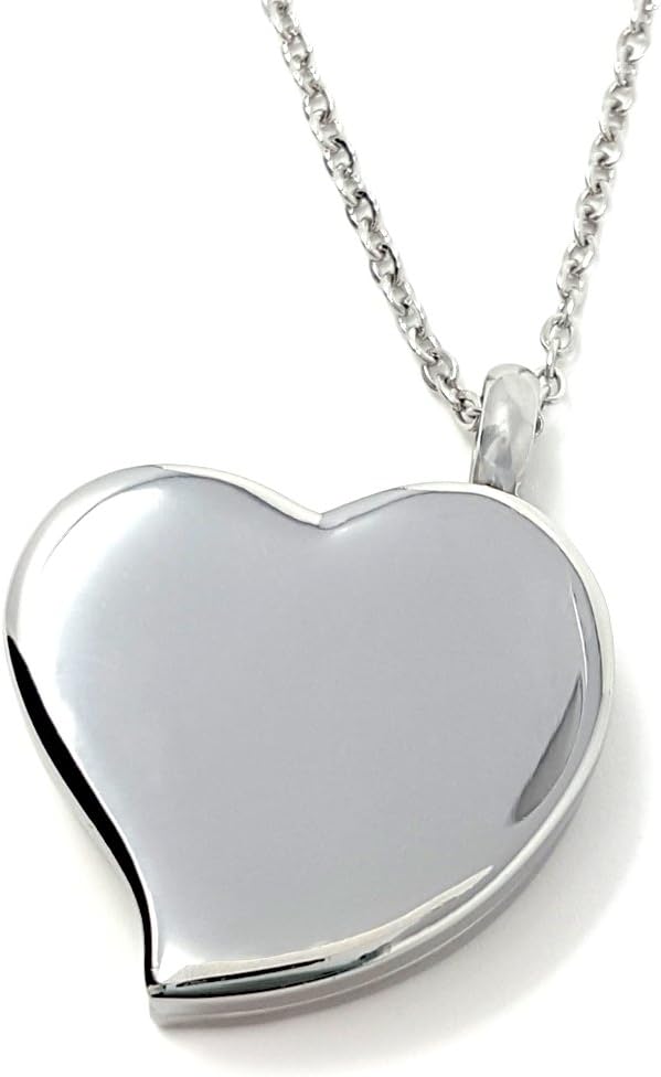 Amour Heart Pill Necklace - Polished Heart Locket with Strong Magnetic Closure - Medication Necklace - Keep Your Medication Securely with You at All Times - 26 Inch Chain