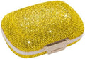 Daily 6 Compartments Pill Box Container Bling Diamond for Purse Medicine Container Holder for Women Travel Kit Medicine (Yellow)