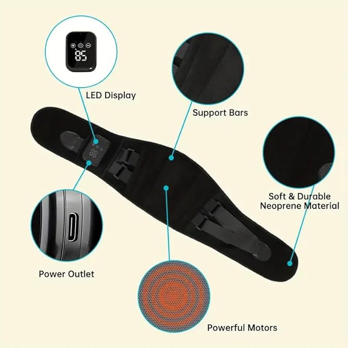 Cordless Heating Pad with Massager for Lower Back Pain Relief, Portable Wearable Wrap 5 Vibration & 3 Heat Levels for Period Cramps Relief, Gifts for Women Men Mom Dad Home Office Use(39.76x8.27in)