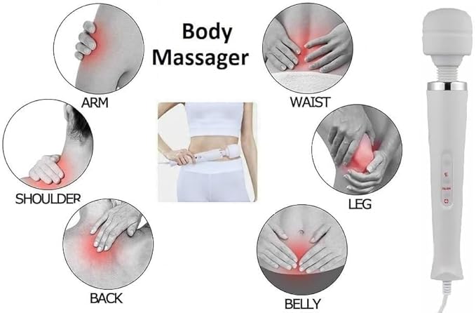 Massager Big Tool Deep Tissue Full Body Massager for Muscle Relief Back Neck Hand Foot Leg Arm Massage Powerful Handheld Tool for Women Muti Speeds (White Big and Pink Massage Tool)