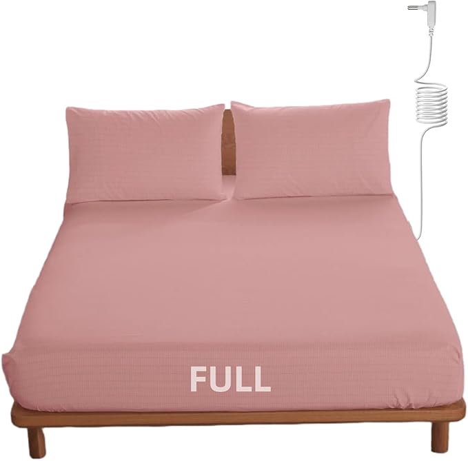 OKOHEY Grounding Fitted Sheets with 15ft Earthing Cord, Full Size, 90% Organic Cotton + 10% Silver Fiber, Soft & Breathable Grounded Sheet for Better Sleep and Enhanced Wellness, Pink