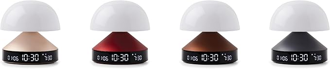 Lexon Mina Sunrise Alarm Clock, Wake Up Light & Sunset Lamp for Sleep Routine - Dark Red