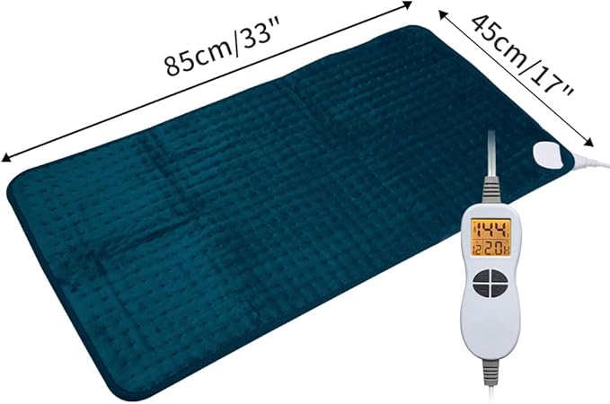 Ambershine 17''x33'' XXXL King Size Heating Pad with 12 Temperature Settings & 4 Auto-Off Countdown Timers, Pain Relief for Back/Neck/Shoulders/Abdomen/Legs, Christmas Gifts for mom dad (Dark Teal)