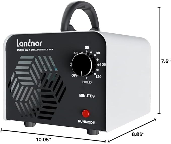 Ozone Generator 90,000mg/h for Up to 6,000 Sq Ft, High-Capacity Commercial Ozone Machine with Timer, Portable Air Purifier & Deodorizer for Home, Basement, Smoke, Pets, Car, Office