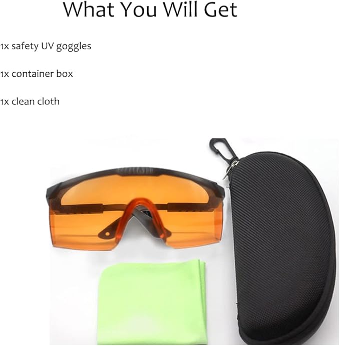 mozeeda UV Light Safety Glasses Protection,UVC 400 Blue Light Blocking Protective Glasses Goggles,Ansi Z87 Adjustable Temples Eyewear, Shaded Shatterproof Scratch Resistant Safe Sunglasses with Case