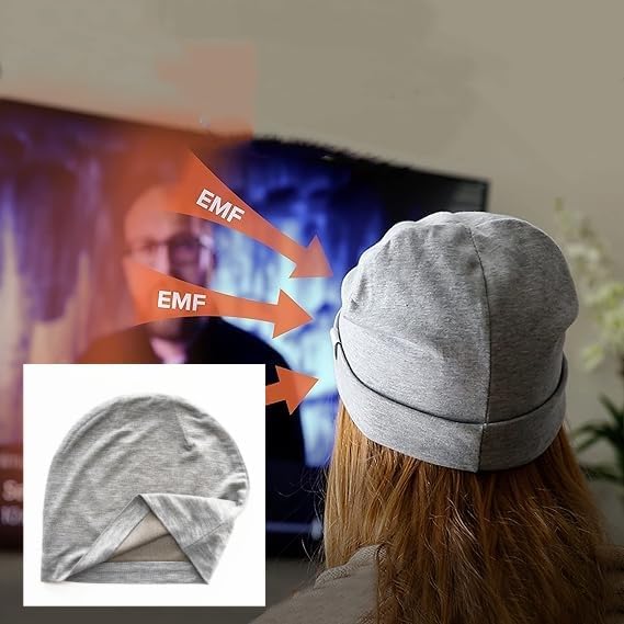 Amradield Faraday Silver Fiber Skull Hat Elasticity Cotton Beanies Slouch Cap Shielding RF Radiation Knit Cap Blocking Signal