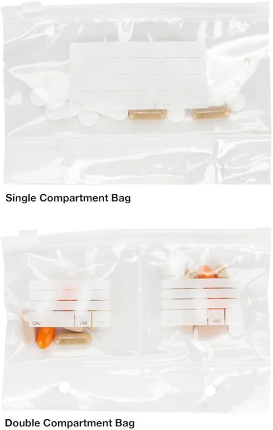 Extra Bags for Wellness Travel Pack - The Pill Organizer Wallet - Pack of 14 Single or Double Compartment (Single Compartment - Pack of 14)