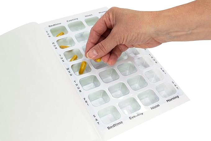 4 Times a Day Weekly XL Cold Seal Pill Blister Book, Updated Sturdier Blisters, Label Area, Professional-Grade Medication Packaging System, No Equipment Needed (4X a Day Weekly - 100 Pack)