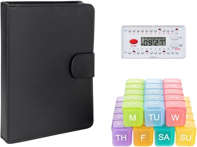 e-Pill 5 Times a Day x 7 Day Large Weekly Pill Organizer, Vitamin and Medicine Pill Box - with Discreet Case and Pill Reminder