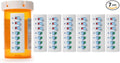 7-Pack Bundle, Peel and Stick Reusable for 12 + Refills, Pill/Medication/Vitamin/Med Tracker & Reminder, Attach to Your Bottle, Curved‑Back (White)