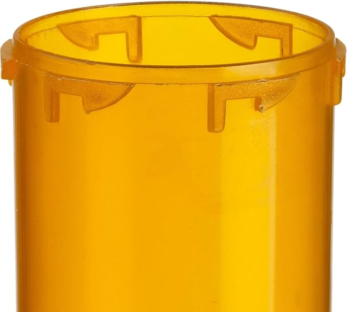 Empty Plastic Medicine Pill Bottles with Child Resistant Caps, 20 Dram Amber Plastic Vial Travel Pill Case Organizer, Pack of 12 (20 Dram)
