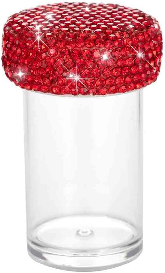 Bling Diamond Portable Waterproof Pill Case Medicine Dispenser Bottle Storage for Outdoor Camping Travel (Red)