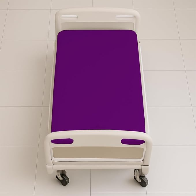 6 Pack Fitted Hospital Bed Sheets - Soft Microfiber Hospital Fitted Sheet - Hospital Bed Fitted Sheets (Purple, 36" x 84" x 12")