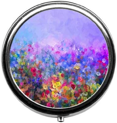 Abstract Hand Drawn Watercolor Flowers Cute Pill Box/Pill case-Round Pill Box/case- Three-Compartment Pill Box/Pill case