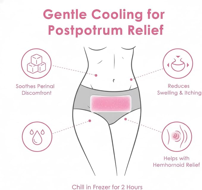 Perineal Cooling Pad, Postpartum Cold Packs Gel Bead Ice Pack Cold Therapy for Women After Pregnancy and Delivery, 2 Ice Pack and 3 Cover (Pink Gel Ice Pack)