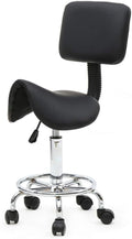 Modern Rolling Saddle Seat Stool Chair,PU Leather Swivel Adjustable Rolling Stools,Ergonomic Swivel Salon Spa Barstools,Office Drafting Chairs,with Wheels,for Home, Kitchen, Medical, Lab (Black)