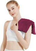 Microwavable Heating Pad with Washable Cover, 8 x 18 Microwave Heating Pad for Neck and Shoulders, Moist Heat Bean Bag Warm Compress for Knee, Joints, Wrist, Abdomen (Wine Red)