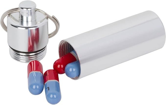 Pillbox Keychain by Profile Gifts®, Carry Your Daily Medicine in This Compact Metal Pill Box Case
